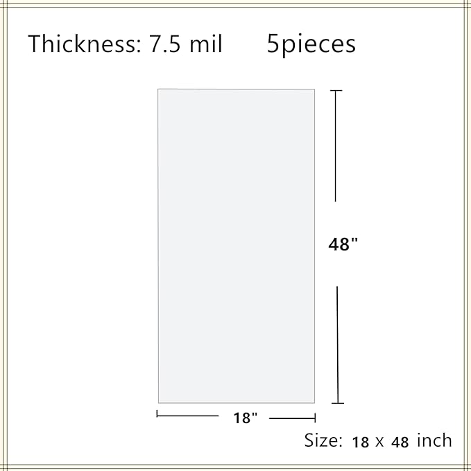 Clear Craft Plastic Sheets, Blank Stencil 18" x 48" 5 Strong and Flexible Transparent Acetate Mylar Sheet for Cricut