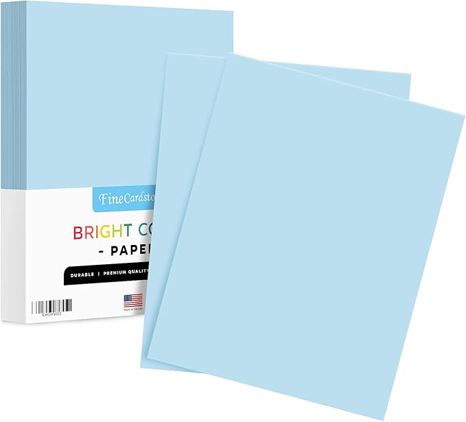 8.5 x 11" Light Blue Color Paper Smooth, for School, Office & Home Supplies, Holiday Crafting, Arts & Crafts | Acid & Lignin Free | Regular 20lb Paper - 100 Sheets