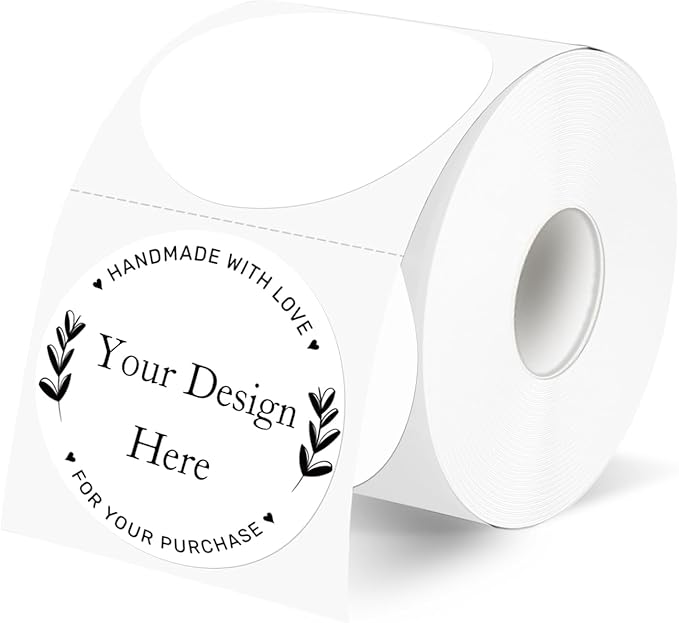 2 Inch White Round Thermal Labels Sticker, Waterproof Circle Direct Thermal Labels, Removable Multi-Purpose Self-Adhesive Sticker Label for DIY Logo Design- 300 Sheet/Roll