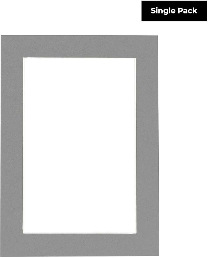 Poster Palooza 8.5x11 Mat Bevel Cut for 7x9 Photos - Acid Free Mid Grey Precut Matboard - For Pictures, Photos, Framing - 4-ply Thickness