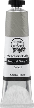 Tusc & Pine Artist Oil Paint - Neutral Gray 7, 40 ml, Non-Yellowing, Rich & Creamy Consistency, Maximum Pigment Load, Small Batch Milled Oil Paints Made in the USA for Professional Artists