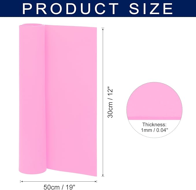 MECCANIXITY Foam Sheets Crafts 19x12 Inch 1mm EVA Craft Foam Paper Foam Sheets for Crafts Projects DIY Cosplay Modeling, Rose Red