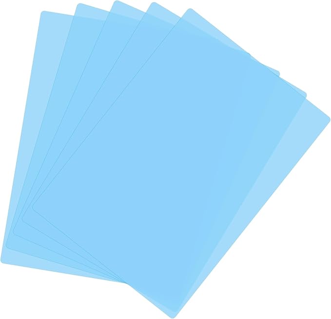 PATIKIL A4 Size Guided Reading Sheet, 5pcs Correction Lighting Gel Filter Colored Overlay Transparent Color Film for Classroom Photo Studio, Sky Blue
