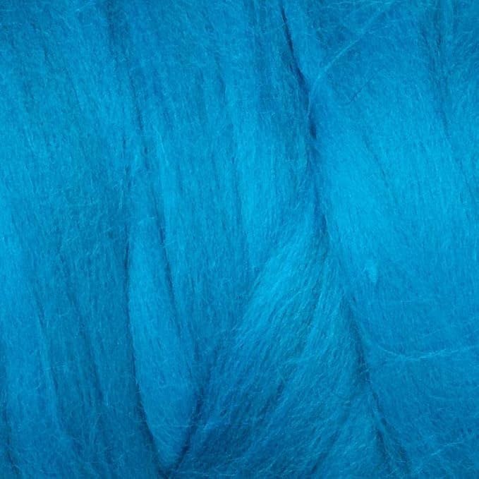Colored Natural Wool roving, 8 OZ. Best Wool for Needle Felting, Wet Felting, handcrafts and Spinning. (Turquoise)