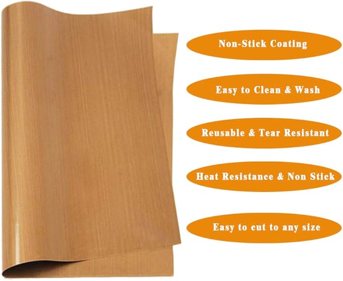 3 Pack PTFE Teflon Sheet 12 x 16" and 3 Rolls 10mm X 33m Heat Resistant Sublimation Thermal Tape for Heat Press Transfer,Non Stick Paper Reusable Craft Mat,Protects Iron,for Machines