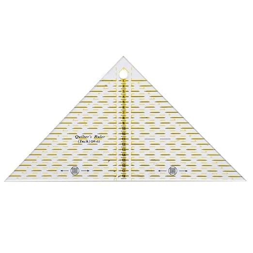 HONEYSEW Quilting Templates Acrylic Sewing Ruler with Non-Slip Rings for Quilting and Sewing Fabric Cutting Angles Rectangle Ruler (Triangle)