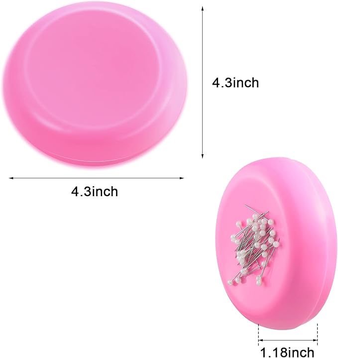 Waydress 2 Pieces Magnetic Pin Holder Sewing Pincushion Round Paper Clip Holder Magnetic Cushion Sewing Pin Push Hairclip Storage Case Needle Cushion for Sewing DIY Project(Blue, Pink)