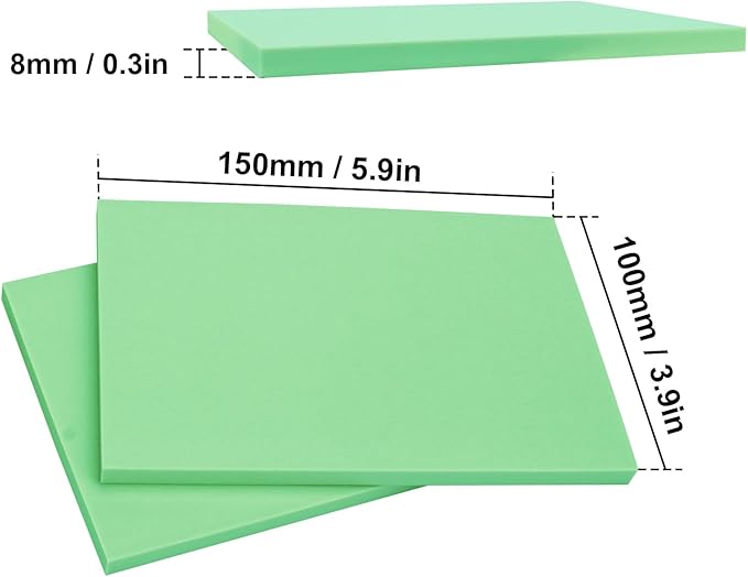KUKLIPJIM 25 Pcs 4x6" Rubber Linoleum Stamp Carving Blocks for Printmaking, Artists, Crafts and More (Green)
