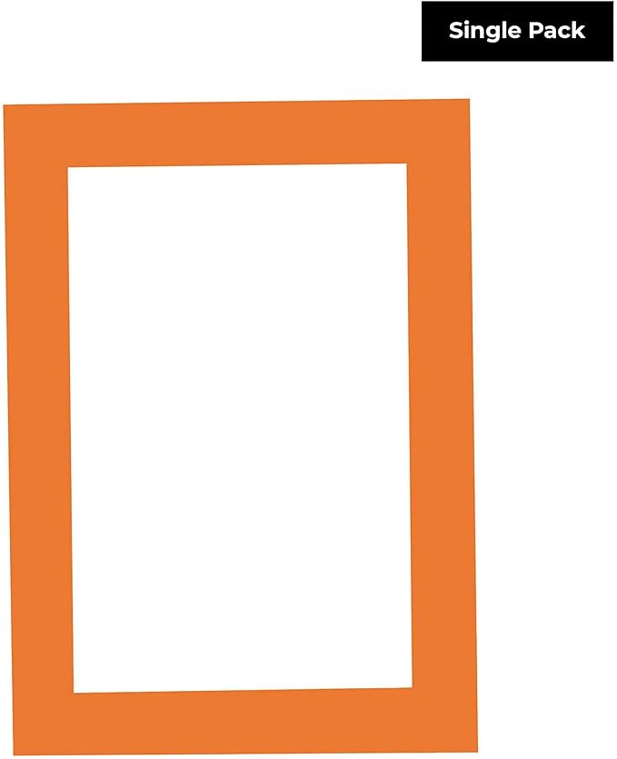 11x14 Mat for 8.5x11 Photo - Precut Orange Picture Matboard for Frames Measuring 11 x 14 Inches - Bevel Cut Matte to Display Art 8.5 x 11 Inches - Acid Free ONE MAT with Backing Board & Clear Bag