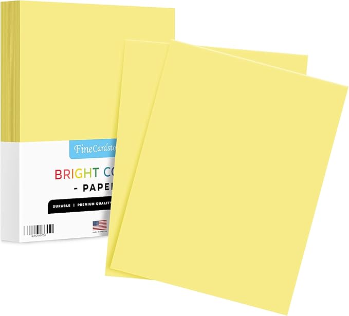 8.5 x 11" Canary Color Paper Smooth, for School, Office & Home Supplies, Holiday Crafting, Arts & Crafts | Acid & Lignin Free | Regular 20lb Paper - 100 Sheets