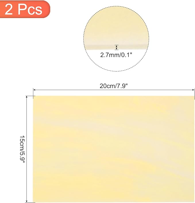 MECCANIXITY 2 Pcs Stained Glass Sheet Mosaic Tile 7.9 Inch x 5.9 Inch Light Brown Stained Glass Sheets for Crafts DIY Art Project
