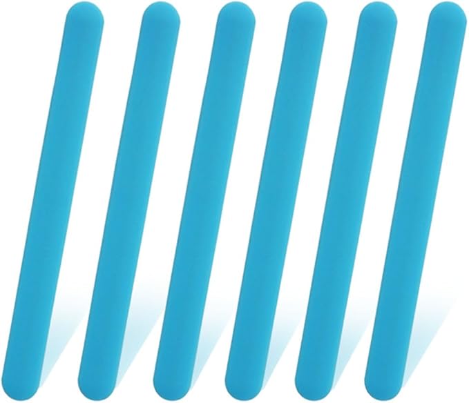 6 PCS Reusable Silicone Stirring Stick, Silicones Stirrings Sticks, Blue Reusable Silicone Wax Stick Popsicle Sticks Tools, for DIY Crafts, Resin, Liquid, Paint