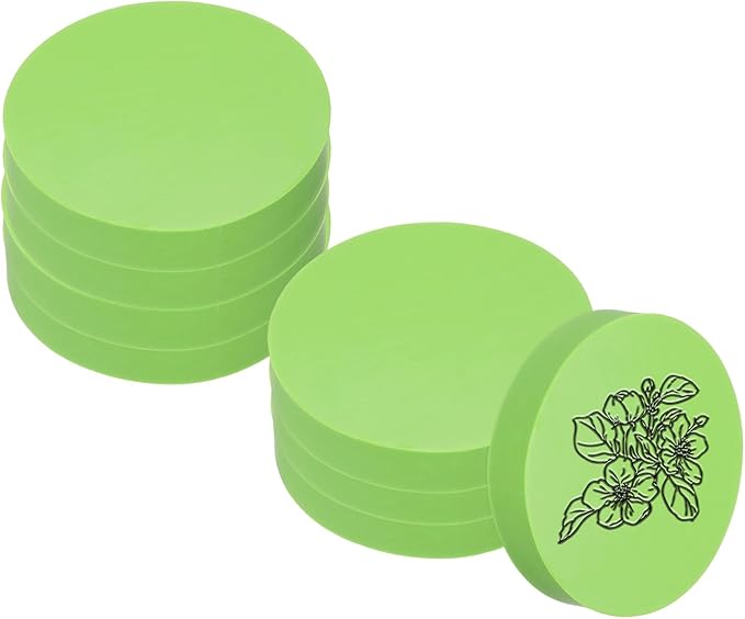 PATIKIL 8Pcs 2" Rubber Carving Blocks, Soft Linoleum Art Carving Block Round Crafts Stamp Making for Printmaking Stamps Carving Supplies, Green