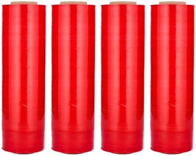 PSBM Red Stretch Wrap, 15 Inch x 1476 Feet, 72 Pack, Tinted Pre-Stretched Shrink Wrap Film for Moving, Packaging, Pallet Wrapping