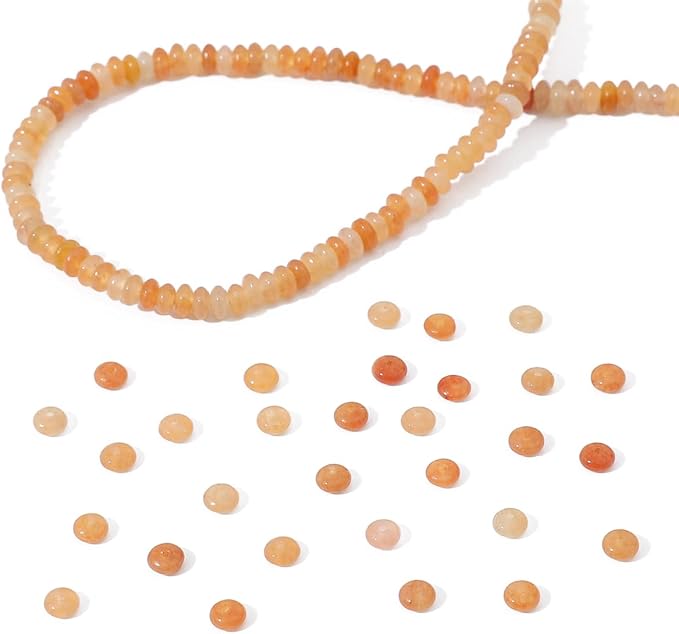 Natural Red Aventurine Disk Stone Beads 4x2mm 160pcs Rondelle Loose Semi Gemstone Beads for Jewelry Making Design