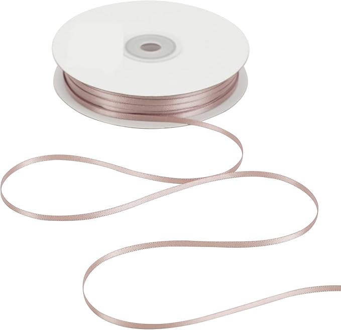 HUIHUANG Solid Color Satin Ribbon 1/8 inch x 100 Yards Roll Ribbon Double Faced for Crafts Gift Wrapping DIY Bows Wedding Invitation Card (Dusty Rose)