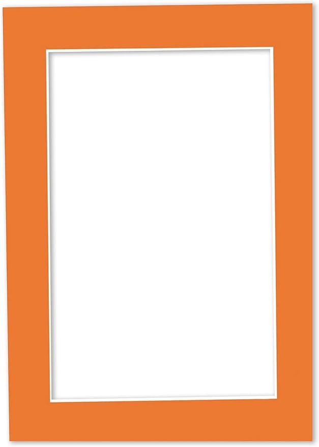 Pack of 25 Acid Free 8x10 Mats Bevel Cut for 5.5x8.5 Photos - Orange Precut Matboards With Backing Boards and Clear Photo Mat Bags For Pictures, Photos, Framing - 4-ply Thickness