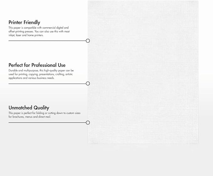 LUXPaper 8.5" x 11" Paper | Letter Size | White Linen | 24lb. (60lb. Text) | 500 Qty