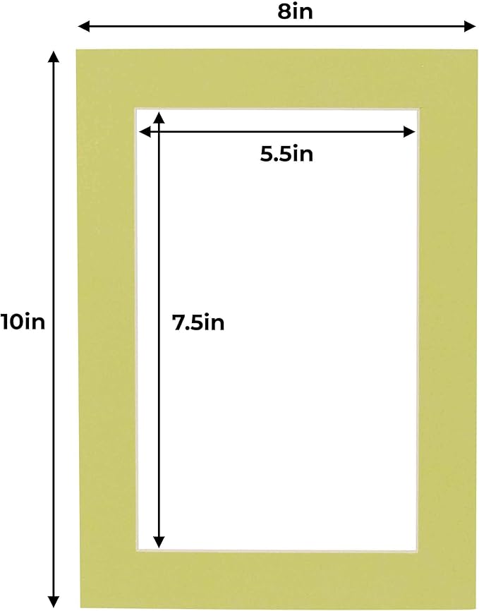 6x8 Mat for 8x10 Frame - Precut Mat Board Acid-Free Show Kit with Backing Board, and Clear Bags Pistachio Green 6x8 Photo Matte Made to Fit a 8x10 Picture Frame Matboard for Framing, Pack of 25 Mats