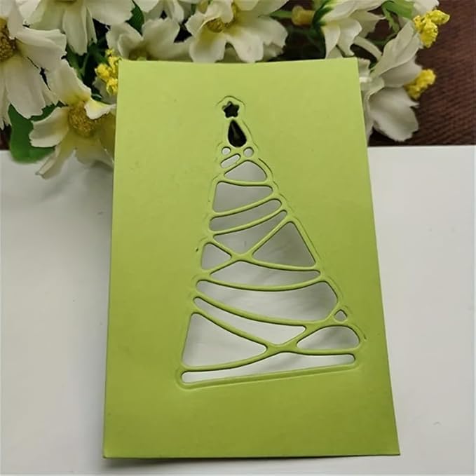 Lapoo Festivals Metal Cutting Die for Scrapbooking - Durable, Cut Stencils for DIY Scrapbook Photo Album Decorative Paper Card, Card Making Supplies, Embossing (Decorated Tree Christmas 2.3 x 1.5 in)