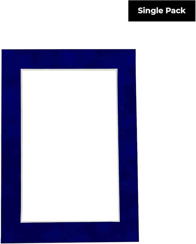 8.5x11 Mat Bevel Cut for 7x9 Photos - Acid Free Royal Blue Suede Precut Matboard - For Pictures, Photos, Framing - 4-ply Thickness