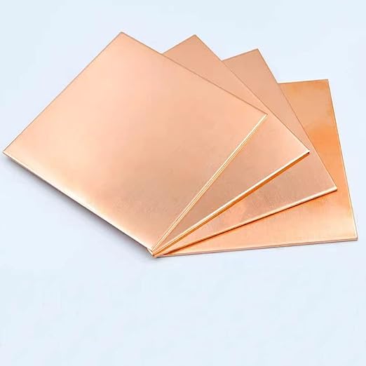 4 Pcs 99.9% Pure Copper Sheet Metal, 6" x 6", 20 Gauge(0.8mm) Thickness, Double Sided Film Attached Copper Sheets Plates for Crafting, Modelers, Jewelry, Repairs, Electrical