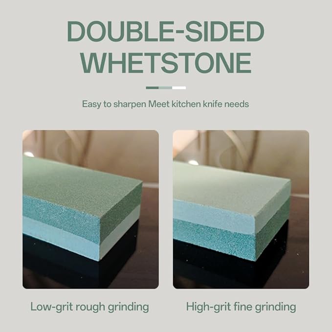 YKLP Knife Sharpening Stone,Whetstone Set Kitchen Knife Sharpener Stone 2 Side 400/1000 Grit,Wet Stones for Sharpening Chisel Blades, Knives, Scissor Blades with Non-slip Rubber Base and Angle Guide