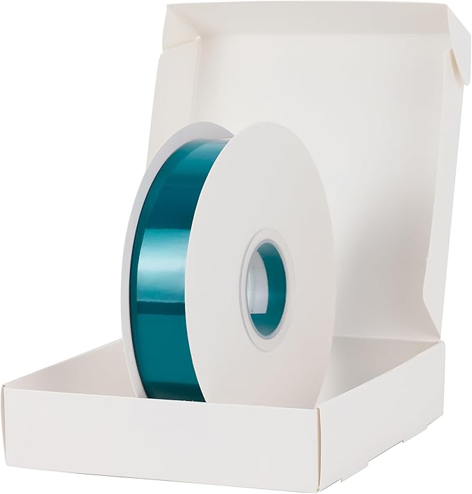 HUIHUANG Peacock Blue Satin Ribbon 1 inch x 50 Yards, Double-Faced Satin Fabric Ribbon for Christmas Gift Wrapping, Flower Bouquet, Invitations, Holiday Decor, Hairs, Bows Making