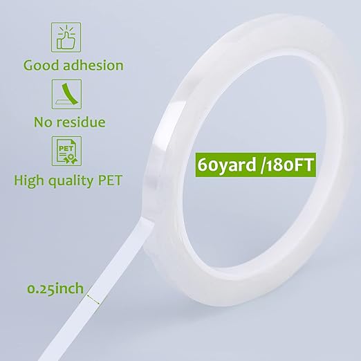GLAMFIELDS 6 Rolls 1/4" Floral Tapes, Clear Floral Tape, White Floral Tape for Bouquet Stem Wrap, Waterproof Florist Tape for Flower Arrangements Supplies Craft Corsages Wedding 60 Yd/Roll