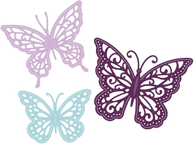 Metal Cutting Dies DIY Embossing Stencil Template Scrapbooking Card Making Mold Photo Album Arts Crafts Tools (A-3 pcs Butterfly 19x6.4cm)