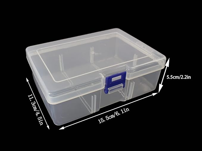 6-Piece Clear Plastic Storage Box with Snap-Tight Latch - Organizer Container for Pencils, Puzzles, Small Toys, Jewelry Making & Sewing Crafts (Small Size)