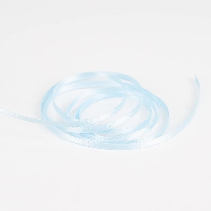 HUIHUANG Light Blue Thin Satin Ribbon 1/8 inch Ribbon 100 Yards Roll Double Face Craft Ribbon for DIY Crafts Gift Wrapping Bows Decoration Sewing and Invitation Card Hanging Tags Baby Shower Decor