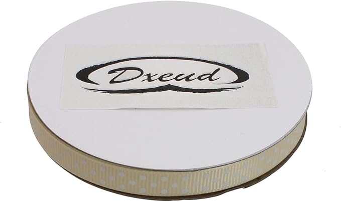 Polka Dot Grosgrain Ribbon 25 Yard Each Roll 100% Polyester (3/8", Beige)