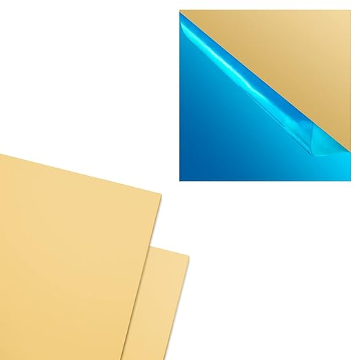 2 Pcs Brass Sheet, 6" x 6", 20 Gauge(0.8mm) Thickness, No Scratches, Film Attached Brass Plates