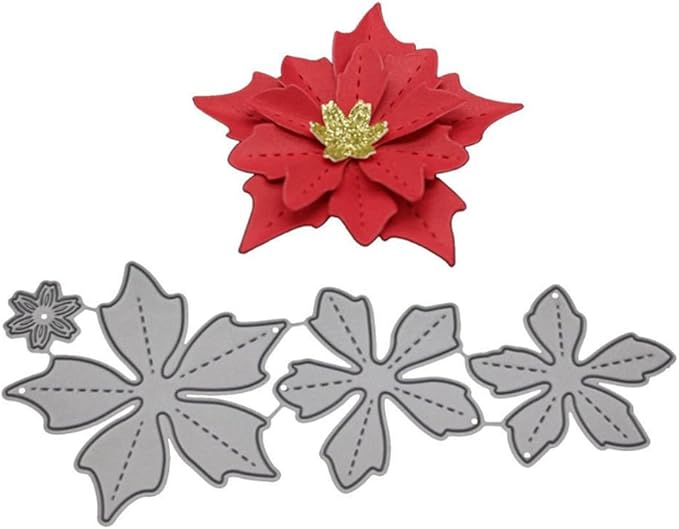 Mvchifay Cutting Dies Happy Birthday Metal Stencils Scrapbooking Tool DIY Emboss Paper Card Making (4 Pcs flowers-15.8x6.8cm)