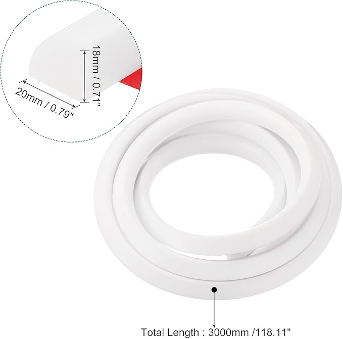 uxcell Flexible Molding Trim, 118 Inch Flexible Quarter Round Molding Silicone Peel and Stick Trim Self Adhesive Shower Water Barrier for Corner Decor Bathroom Kitchen, White