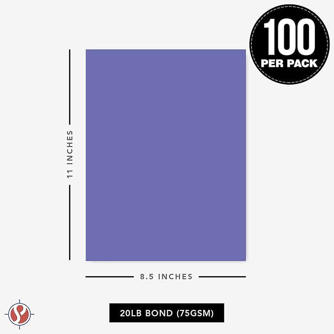 8.5 x 11" Ultra Grape Color Paper Smooth, for School, Office & Home Supplies, Holiday Crafting, Arts & Crafts | Acid & Lignin Free | Regular 20lb Paper - 100 Sheets