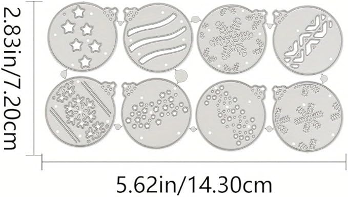 Lapoo Festivals Metal Cutting Die for Scrapbooking - Durable, Cut Stencils for DIY Scrapbook Photo Album Decorative Paper Card, Card Making Supplies, Embossing (8 Christmas Balls 5.6 x 2.8 in)