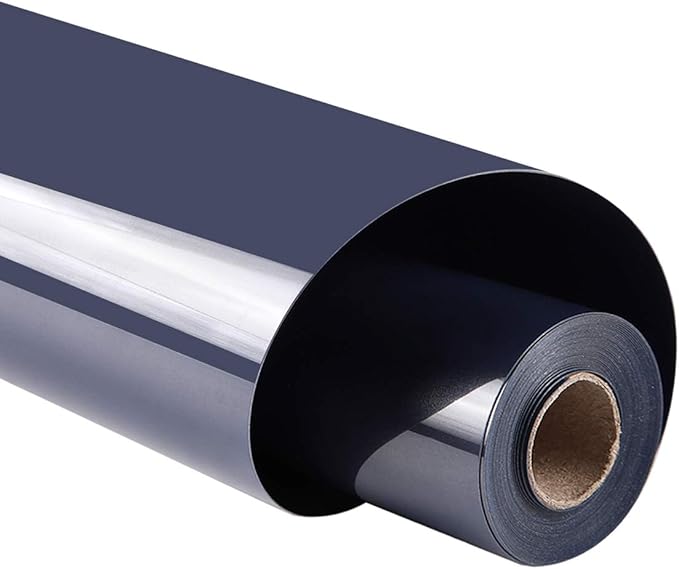 Guangyintong Navy Blue Heat Transfer Vinyl Rolls, 12" x 8ft - Iron On Vinyl for T-Shirts, Glossy Surface, Easy to Cut & Weed