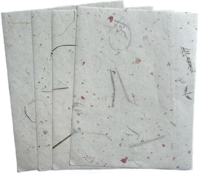 50 Sheets A4 Thin Natural Leaves Rice Straw Mulberry Paper Sheets Art Tissue Washi Paper Design Craft Art Origami Suppliers Card Making Writing (Natural leaves,Onion,etc,, A4)