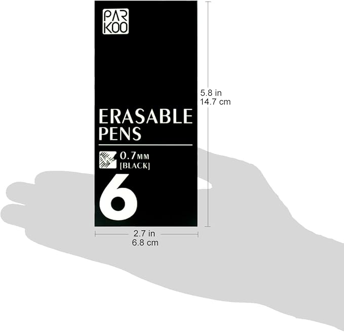 ParKoo Retractable Erasable Gel Pens Clicker, Fine Point, Make Mistake Disappear, Black Ink for Note Taking and Crossword Puzzles, 6-Pack