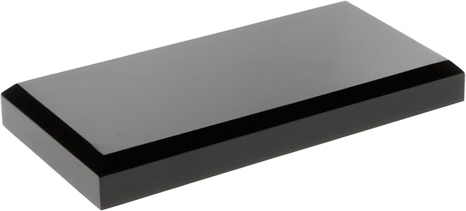 Plymor Black Acrylic Rectangular Beveled Display Base, 6" W x 3" D x 0.75" H