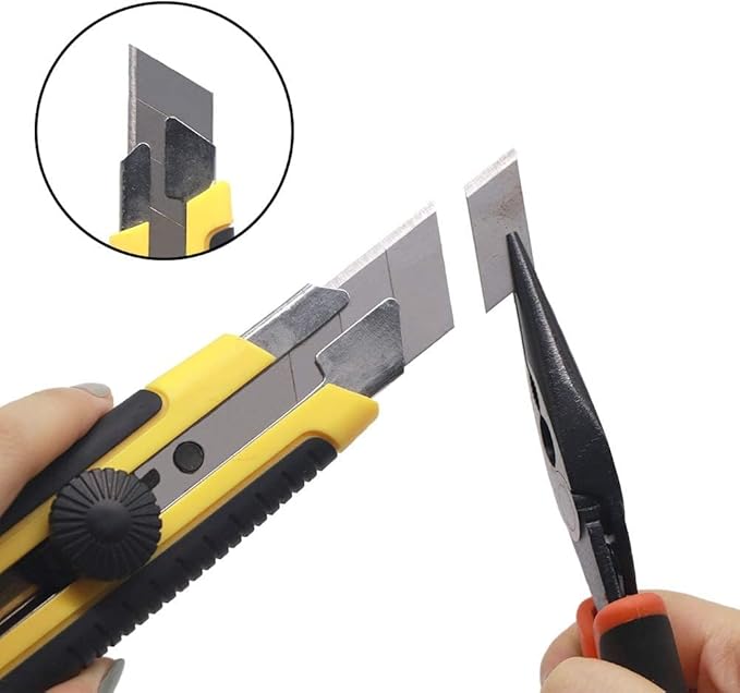 25MM Heavy Duty Utility Knife, Box Cutter with 10pcs SK-5 Retract Blades, Snap-Off Cutters with Rubber Grip for Cardboard, Boxes, DIY Crafts