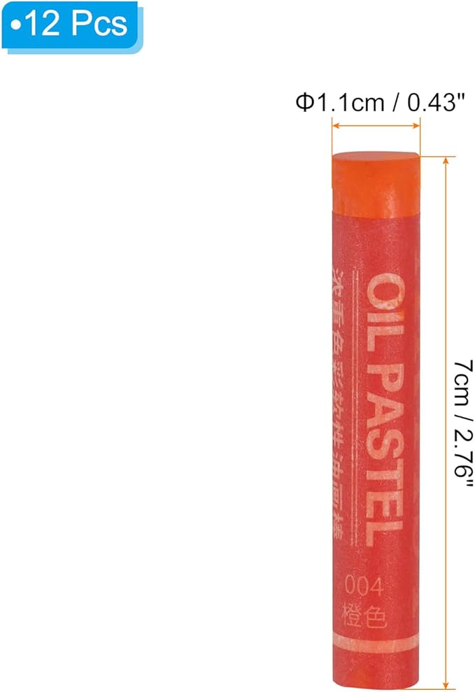 PATIKIL Orange Oil Pastels, 12Pcs Soft Oil Crayons Creamy Pastels Stick Art Supplies for Art Painting Drawing Blending Graffiti for Artists Beginners