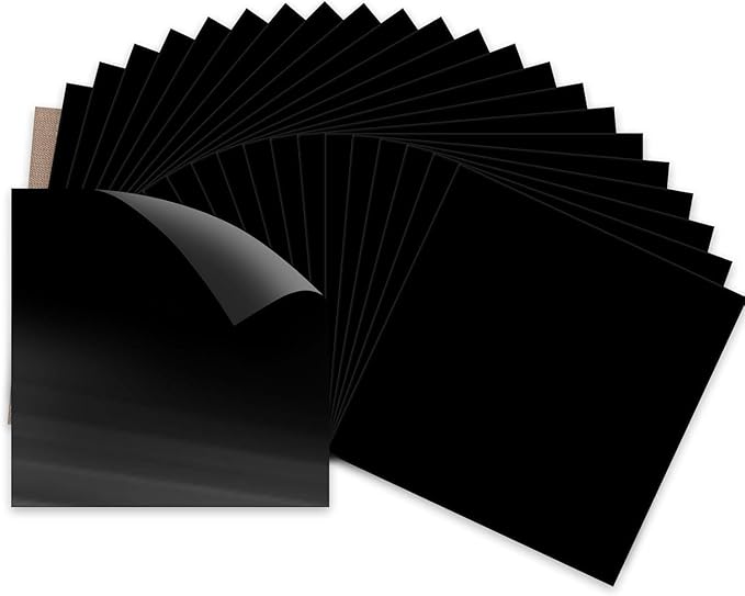HTVRONT Black HTV Heat Transfer Vinyl Bundle: 24 Pack 12"x12" Iron on Vinyl Sheets for T-Shirt (1 PTFE Sheet Included), PU HTV Easy to Cut & Weed for Heat Design