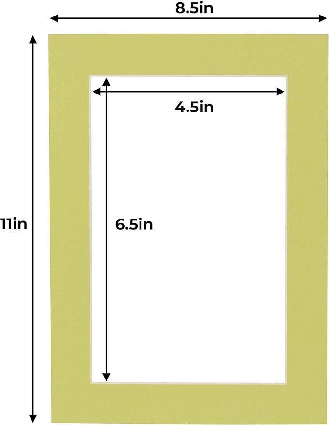 5x7 Mat for 8.5x11 Frame - Precut Mat Board Acid-Free Pistachio Green 5x7 Photo Matte For a 8.5x11 Picture Frame, Premium Matboard for Family Photos, Show Kits, Art, Picture Framing, Pack of 10 Mats