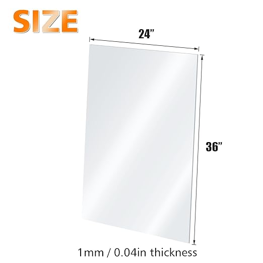 Egofine Plexiglass Sheets Acrylic Sheets 6 Pack of 24x36’’ 0.04 Thick Clear Plastic Cast Transparent Plexi Glass for Crafting Projects, Replacement Picture Frame Glass, DIY Display, Easy to Cut