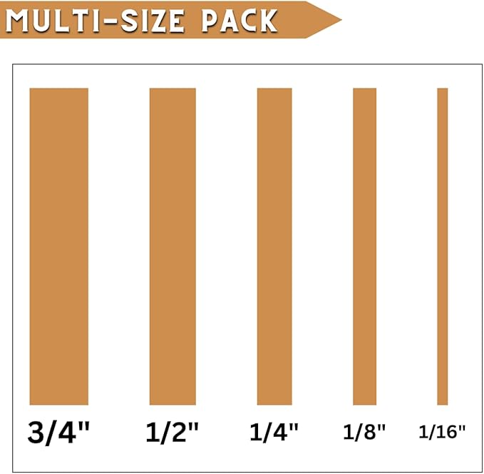 5 Rolls Pinstripe Tape - Masking Tape 1/16", 1/8", 1/4", 1/2", 3/4" - Thin Painters Masking Automotive Tape for DIY, Car, Auto, Paint, Art, Tumblers (Brown)
