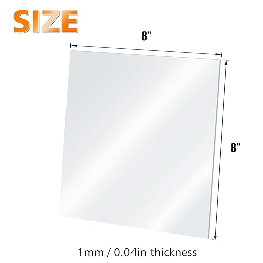 Egofine Plexiglass Sheets Acrylic Sheets 6 Pack of 8x8’’ 0.04 Thick Clear Plastic Cast Transparent Plexi Glass for Crafting Projects, Replacement Picture Frame Glass, DIY Display, Easy to Cut