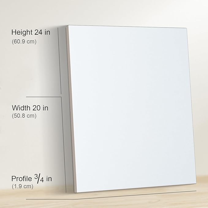 PHOENIX 20x24 Inch 2 Pack Artist Canvas - Large Stretched Canvases for Painting - 3/4 Inch Profile, 100% Cotton 11 Oz. Gesso Primed White Blank Professional Canvas Oil & Acrylic Paints